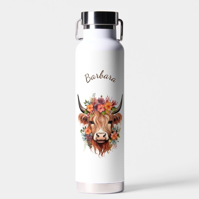 Bouteille D'eau Vache Highland moderne personnalisée (Avant)
