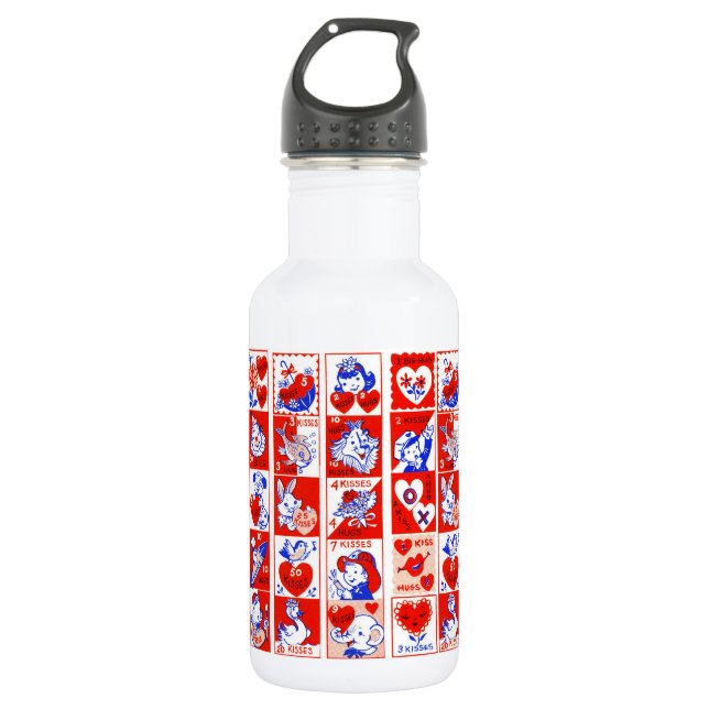 Bouteille D'eau Valentine Retro Love Hugs Motif (Devant)