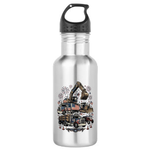 Bouteille D'eau Véhicules de construction patriotiques T-shirt vin