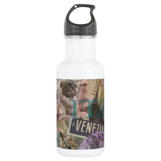 Bouteille D'eau Venise Italie Voyage Vintage Joli Art Coloré (Devant)