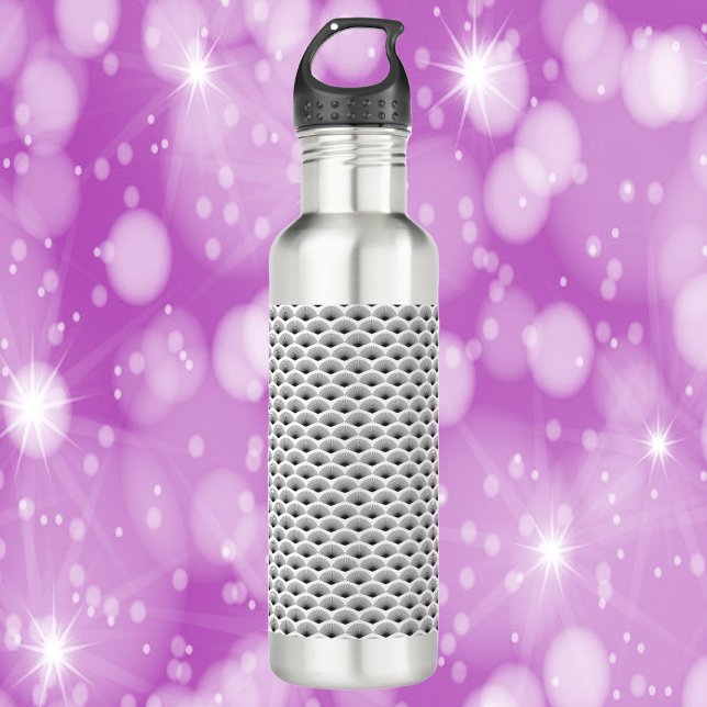 Bouteille D'eau Ventilateur Art déco Motif noir et blanc (A fun water bottle with a black and white art deco pattern!)