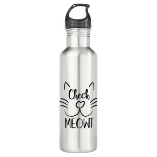Bouteille D'eau Vérifiez la conception drôle de calembour de chat