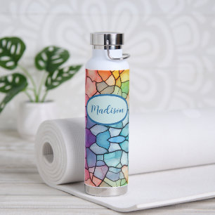 Bouteille D'eau Verre tendu Look Rainbow Alcool et Encre