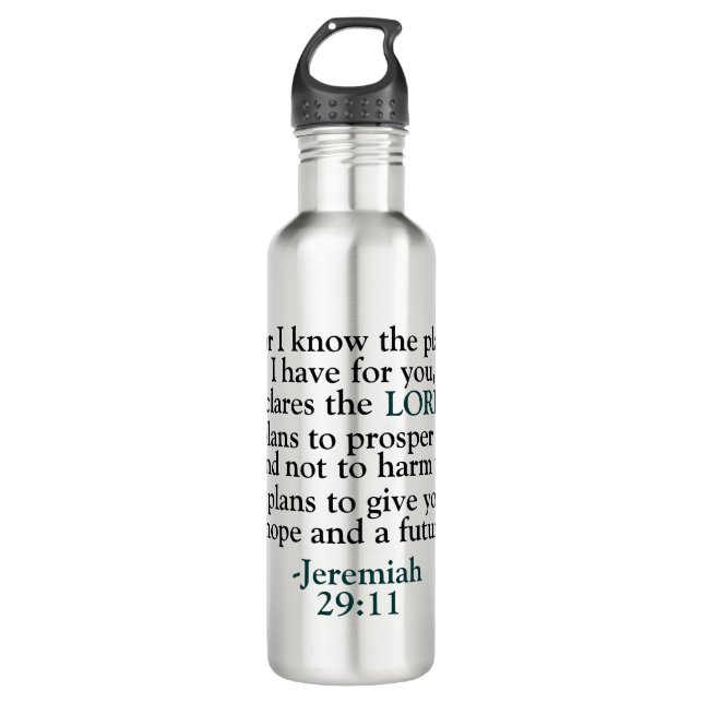 Bouteille D'eau Verset biblique Jérémie 29:11 (Devant)