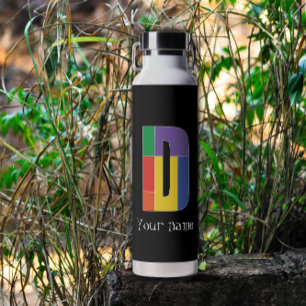 Bouteille D'eau Vert violet jaune rouge Monogramme Initiale D