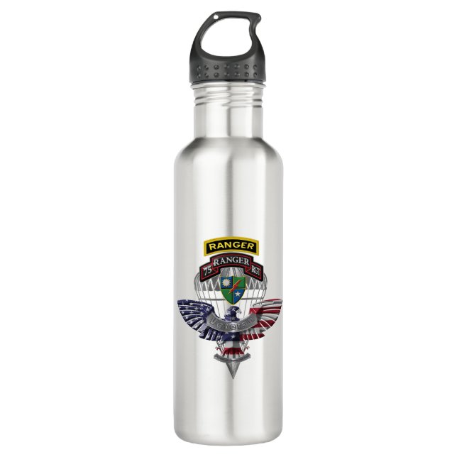 Bouteille D'eau Vétéran du 75e régiment de Rangers (Devant)