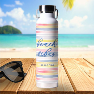 Bouteille D'eau Vibes de plage aquarelle personnalisée rayure past