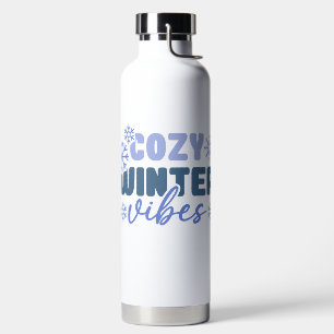 Bouteille D'eau Vibes d'hiver confortables - Typographie du flocon