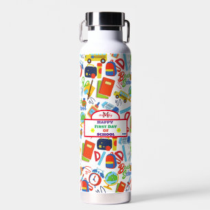 Bouteille D'eau Vibrant personnalisable Retour au Motif scolaire