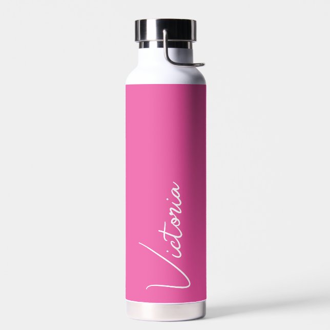 Bouteille D'eau Vibrant rose et blanc Personnalisé (Gauche)