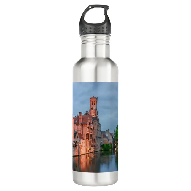 Bouteille D'eau Vieille ville et beffroi la nuit à Bruges (Devant)