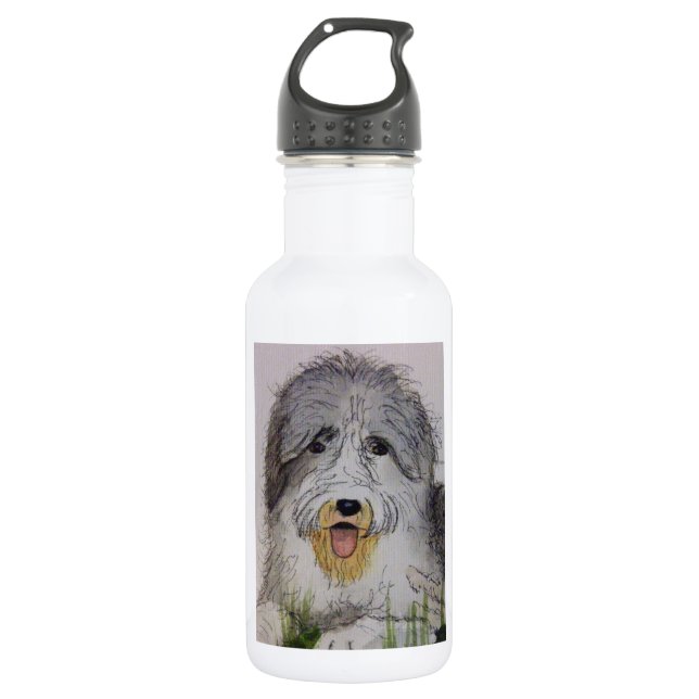 Bouteille D'eau Vieux chiot de chien de mouton anglais (Devant)