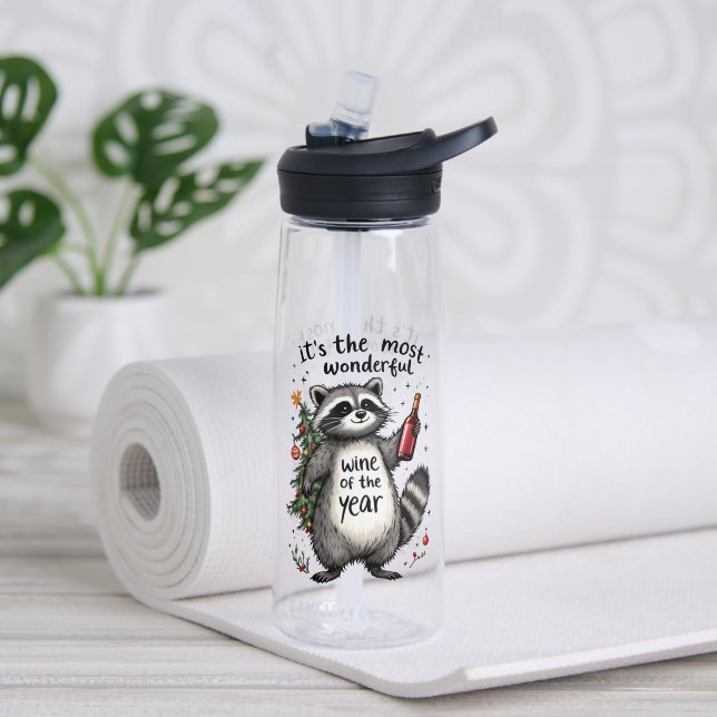 Bouteille D'eau Vin de l'année le plus merveilleux Raccoon (Yoga (pivotée))