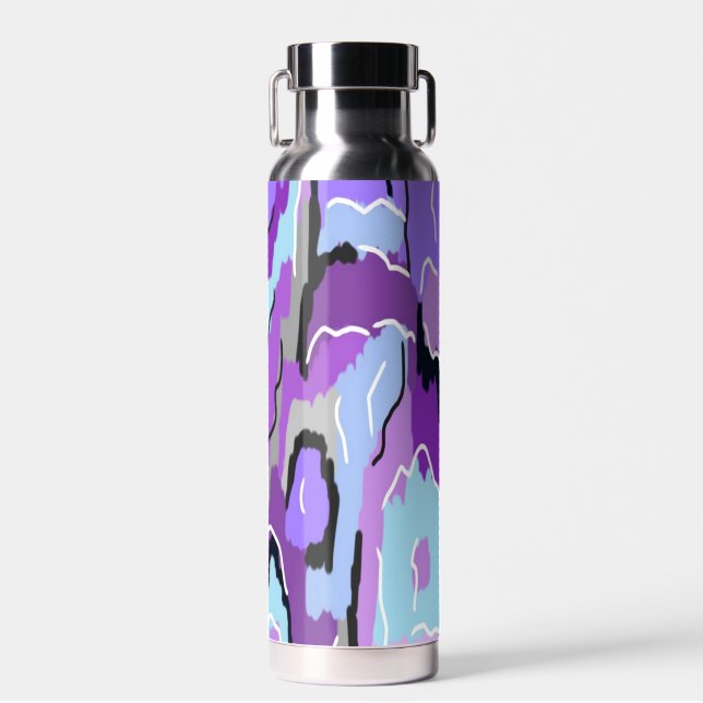 Bouteille D'eau Violet Abstrait avec bleu et noir (Avant)
