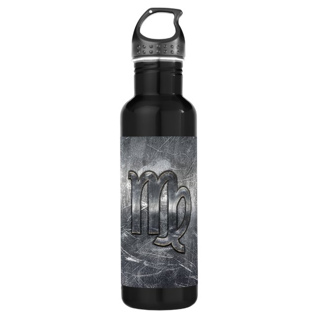 Bouteille D'eau Virgo Zodiac Sign dans Grunge Distressed Style Dec (Devant)