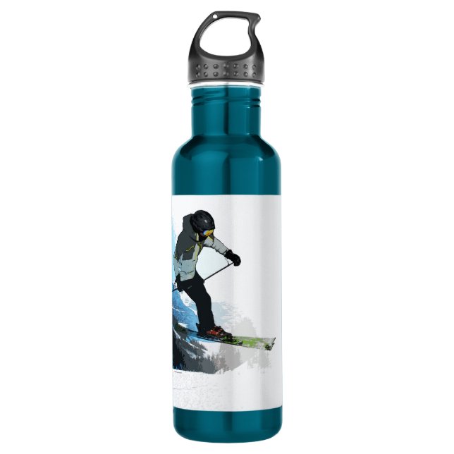 Bouteille D'eau Vivez ! - Ski de descente (Devant)