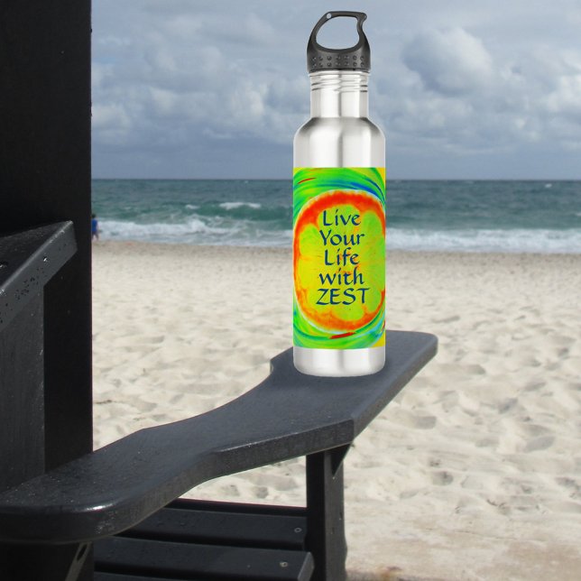 Bouteille D'eau Vivez votre vie avec Zest Psychedelic Pop Art (Créateur téléchargé)