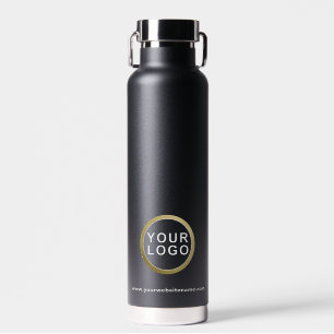 Bouteille D'eau Votre logo d'entreprise minimaliste moderne Noir