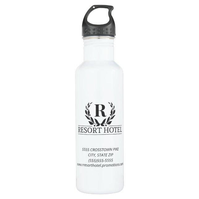 Bouteille D'eau Votre logo ou photo blanc (Devant)