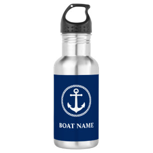 Bouteille D'eau Votre nom de bateau Sea Ancre Blue