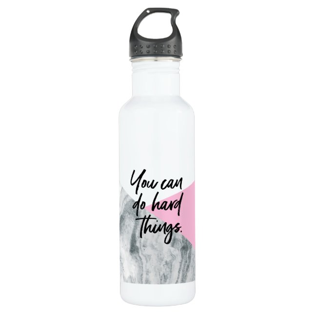 Bouteille D'eau Vous pouvez faire dur citer marbre et rose (Devant)