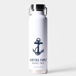 Bouteille D'eau Voyage en bateau familial annuel Marine Ancre bleu