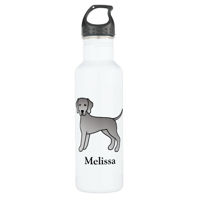 Bouteille D'eau Weimaraner mignon dessin animé Chiens (Devant)