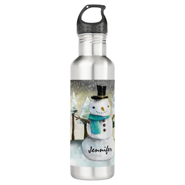 Bouteille D'eau Whimsman de neige en Dessin de Noël d'hiver (Devant)