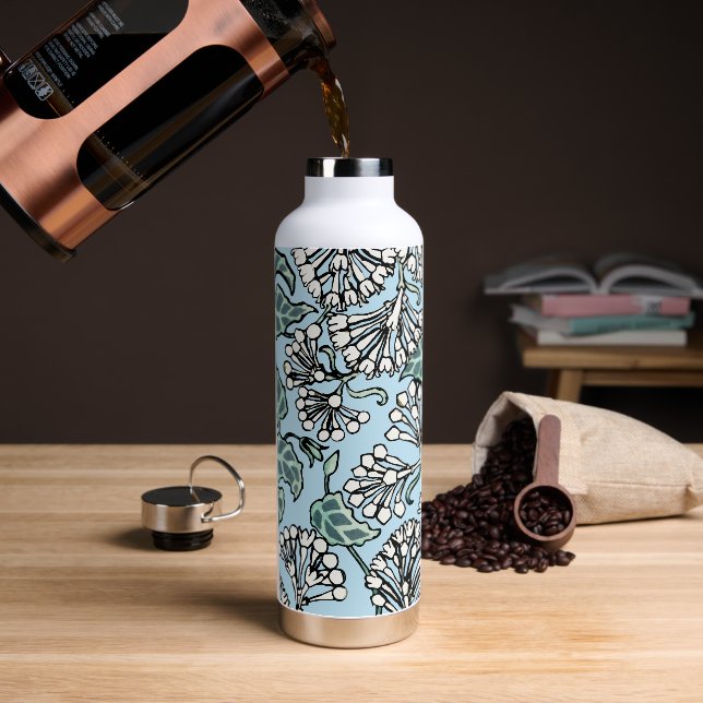 Bouteille D'eau William Morris Jasmine et Motif Feuille (Café)