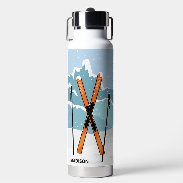 Bouteille D'eau Winter Ski nom personnalisé (Salle de sport)