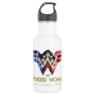 Bouteille D'eau Wonder Woman Crossed Arms dans le logo collage