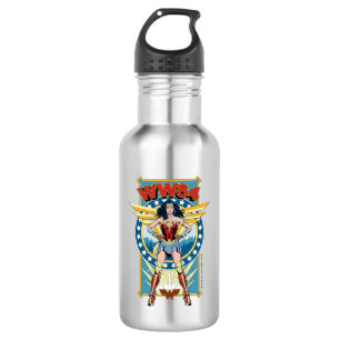 Bouteille D'eau WW84   Retro Comic Wonder Woman Character Badge