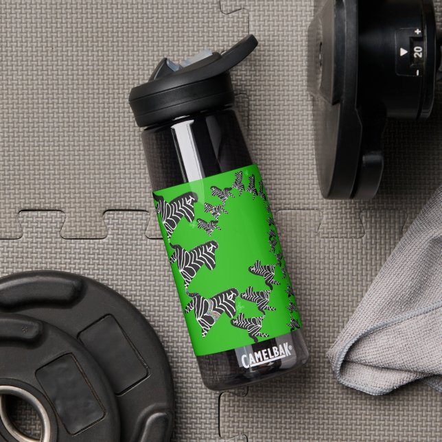 Bouteille D'eau Zèbre vert sauvage moderne (Salle de sport (pivoté))