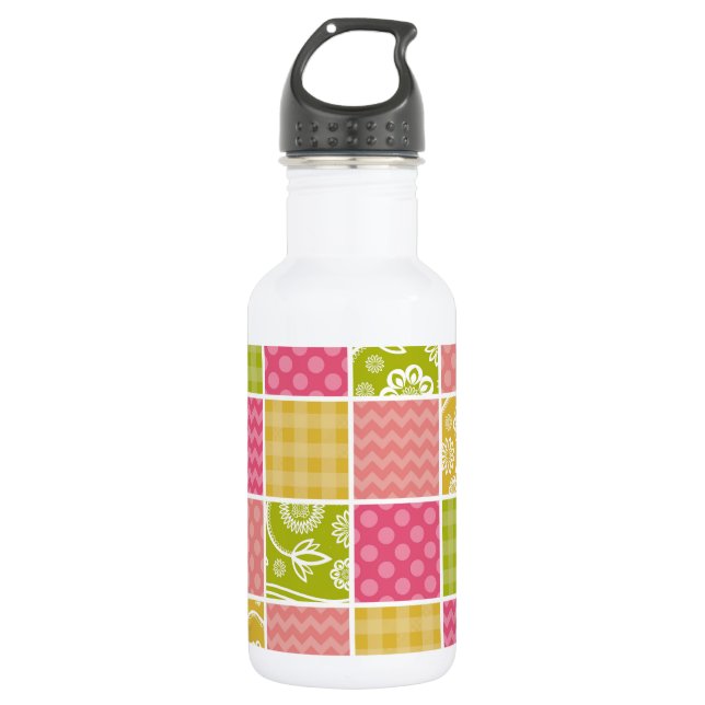 Bouteille D'eau Zigzag, Chevron, pois, gingham, patchwork (Devant)