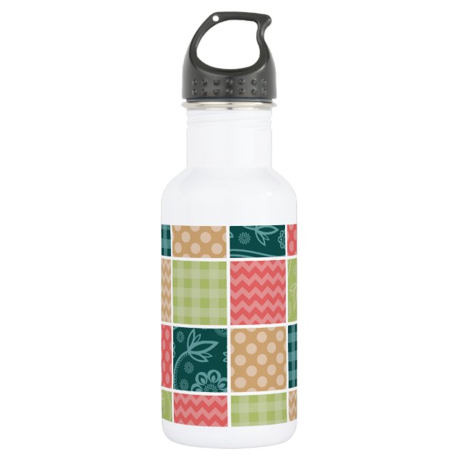 Bouteille D'eau Zigzag, Chevron, Vichy, Points, Patchwork (Devant)
