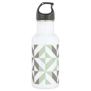 Bouteille D'eau ZigZag géométrique Sage Green et Silver