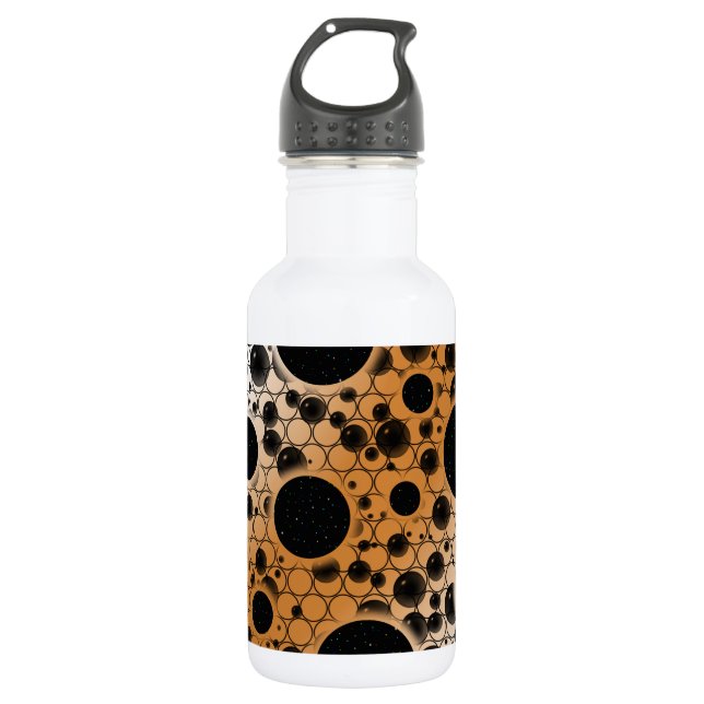 Bouteille D'eau Zones de bulles spatiales - Blanc/Bronze (Devant)