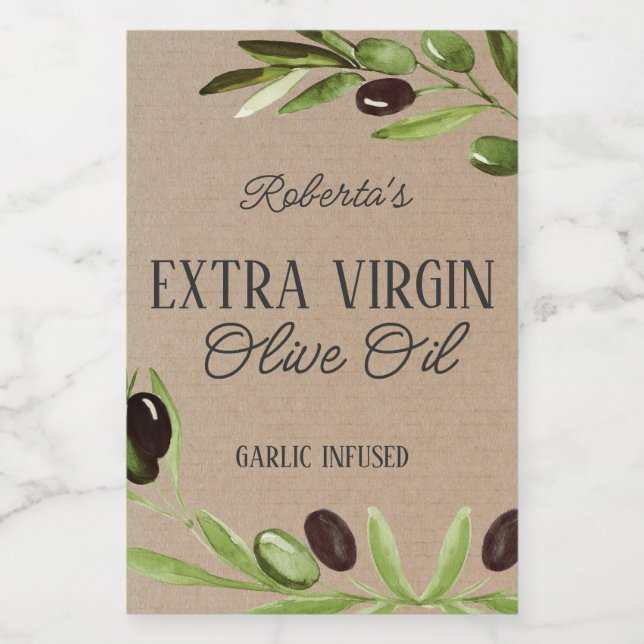 Bouteille d'huile d'olive extra vierge Étiquette a (Étiquettes simples)