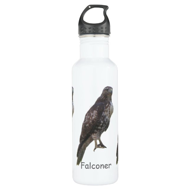 Bouteille - Faucon pèlerin et nom de famille (Devant)