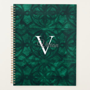 Bouteille Green Batik Élégant Monogramme Nom Plani