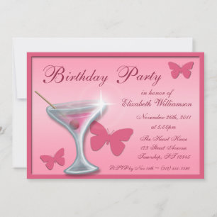 Bouteille Martini Invitations de fête d'anniversai