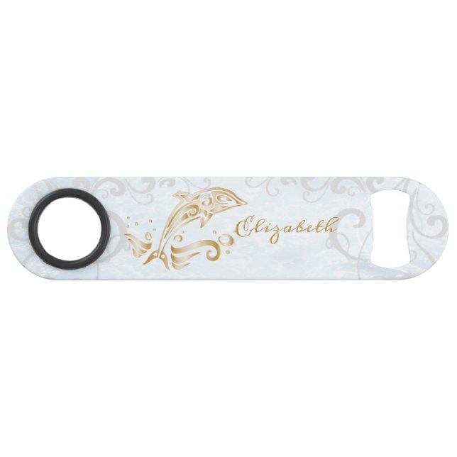 Bouteille personnalisée Dolphin d'or (Devant (Horizontal))