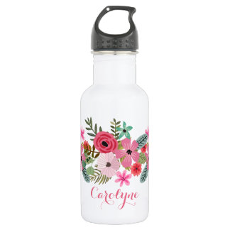 Bouteille personnalisée florale chic