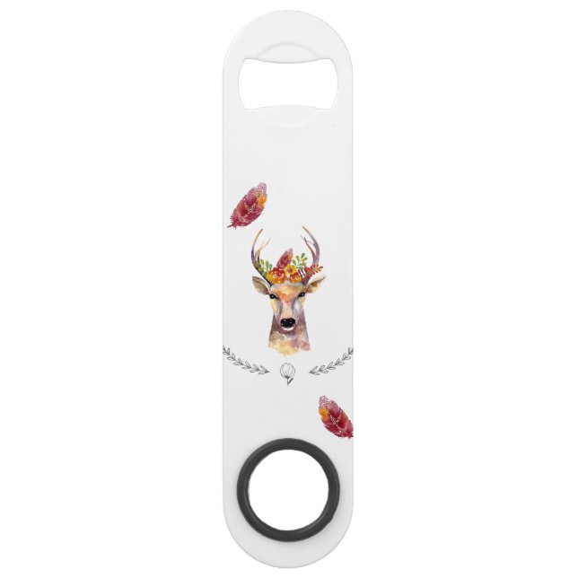 Bouteille personnalisée Ouverture boho cerf Buck H (Devant)