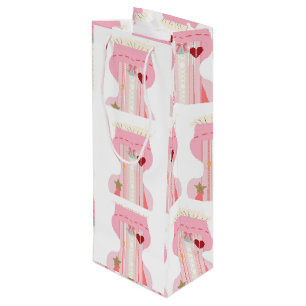Bouteille Sac cadeau Vin pour sous-vêtements rose pâle