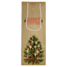 Sac de cadeau de vin pour sapin de Noël vintage