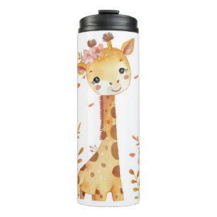 "Bouteille Thermos en plastique imprimé Giraffe"