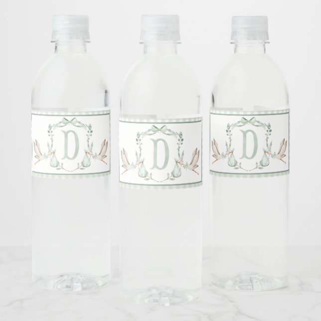 Bouteille verte Baby shower Étiquettes  (Bouteilles)