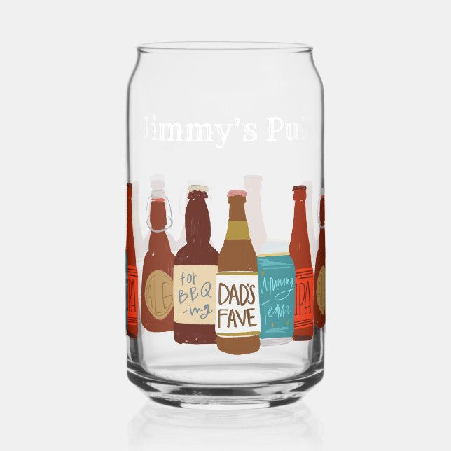 Bouteilles de bière illustrées pour la fête des pè (Gauche)