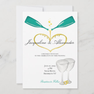 Bouteilles de Champagne Mariage Thème Invitations